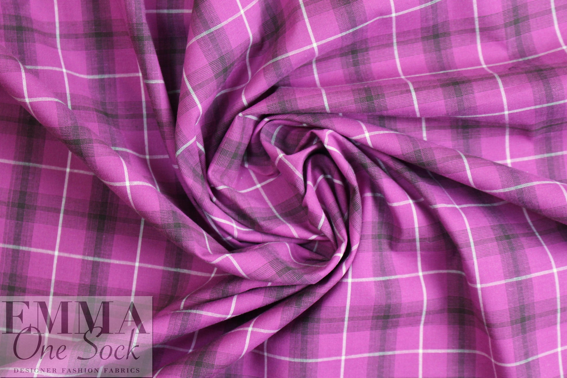 CA designer crocus/shark plaid cotton stretch shirting