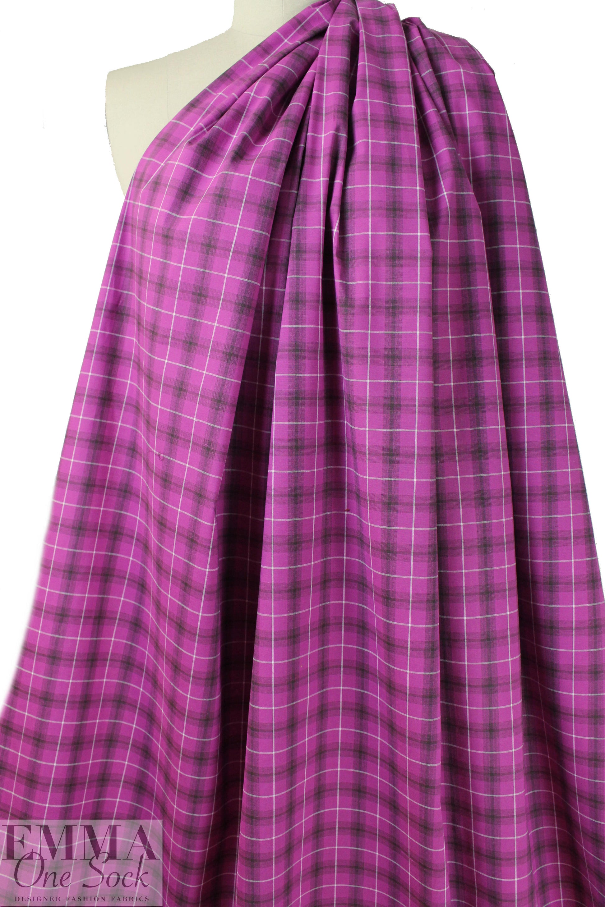 CA designer crocus/shark plaid cotton stretch shirting