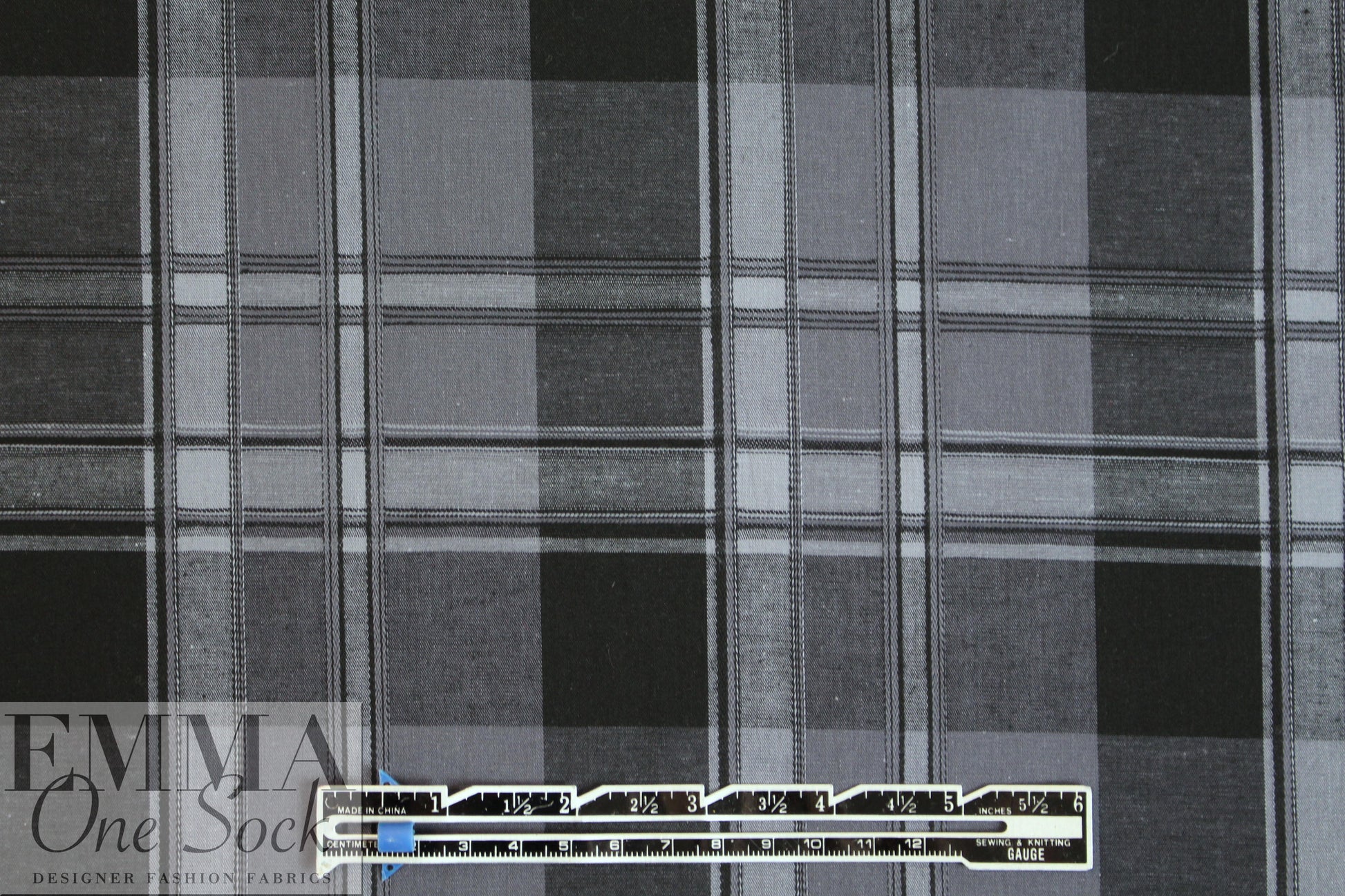 CA designer black/gray plaid cotton stretch shirting