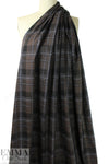 CA designer bark/black/gray plaid cotton stretch shirting