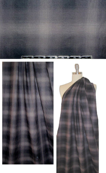 He1mut Lang brushed cotton plaid - blk/gray 1.625 yd