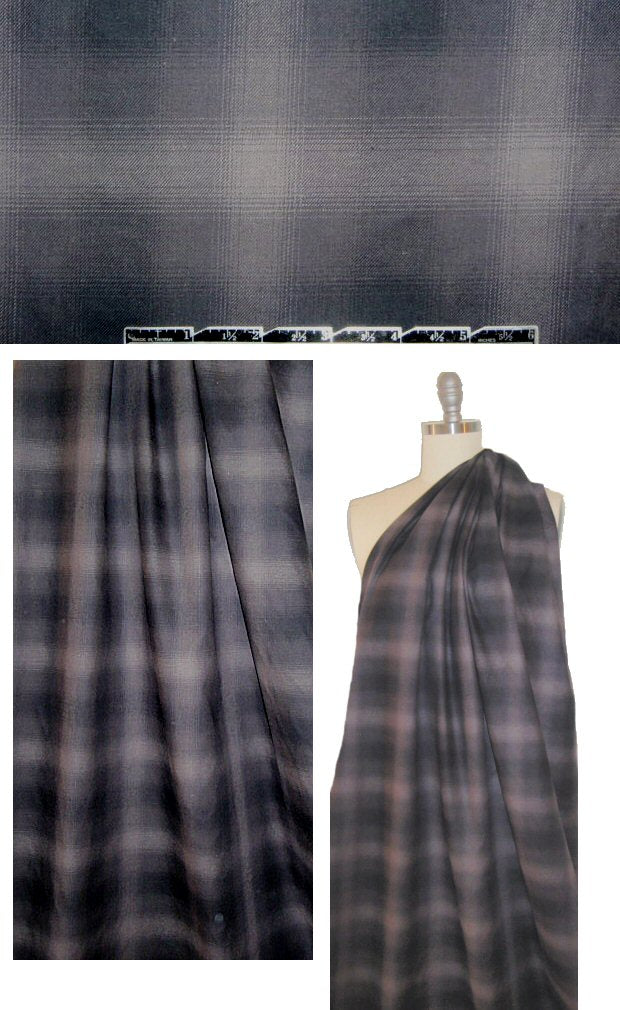 He1mut Lang brushed cotton plaid - blk/gray 1.875 yd
