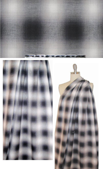 He1mut Lang brushed cotton plaid - gray/white