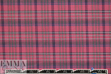 French yarn-dyed plaid cotton shirting - denim/rouge