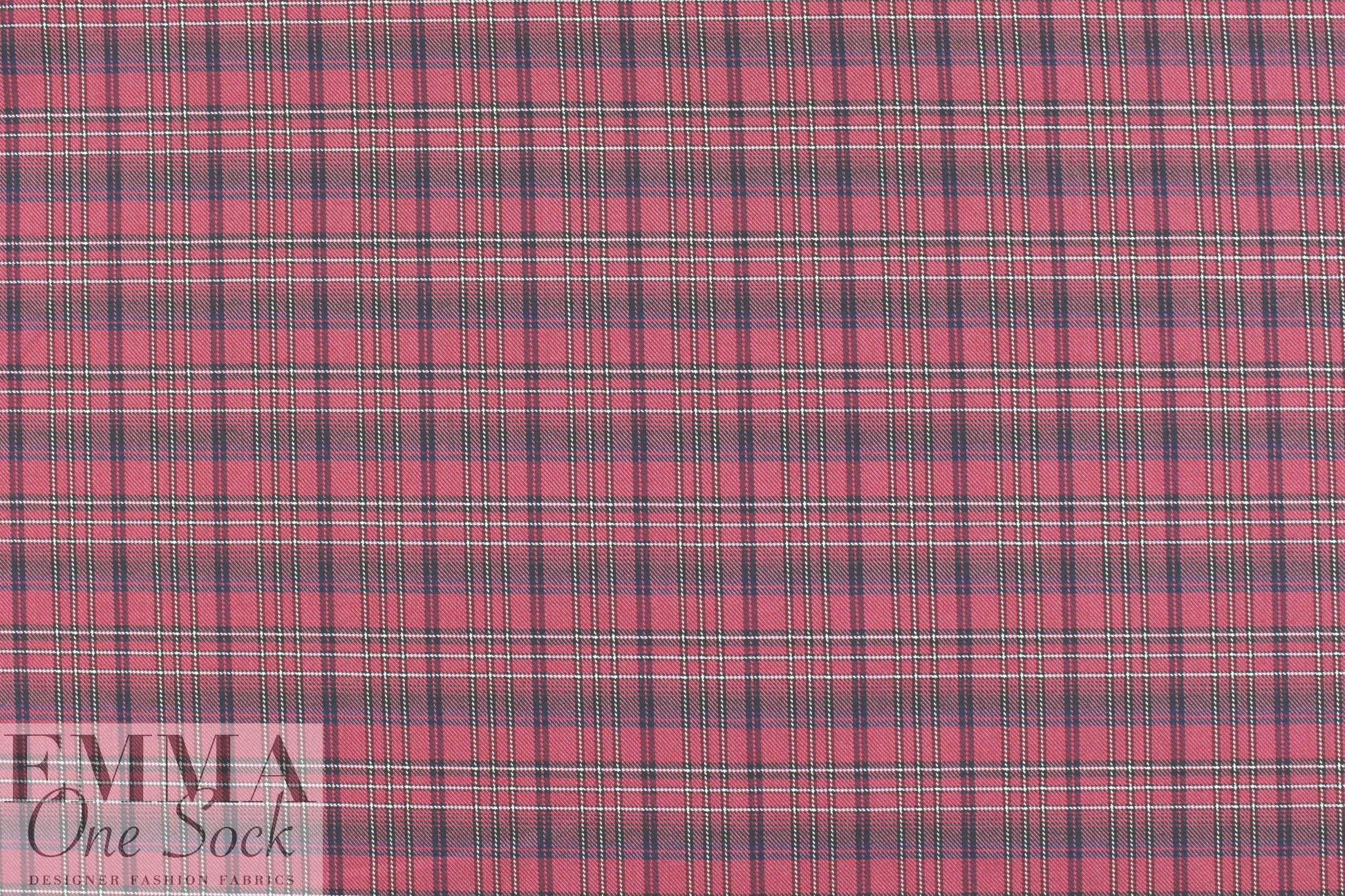 French yarn-dyed plaid cotton shirting - denim/rouge