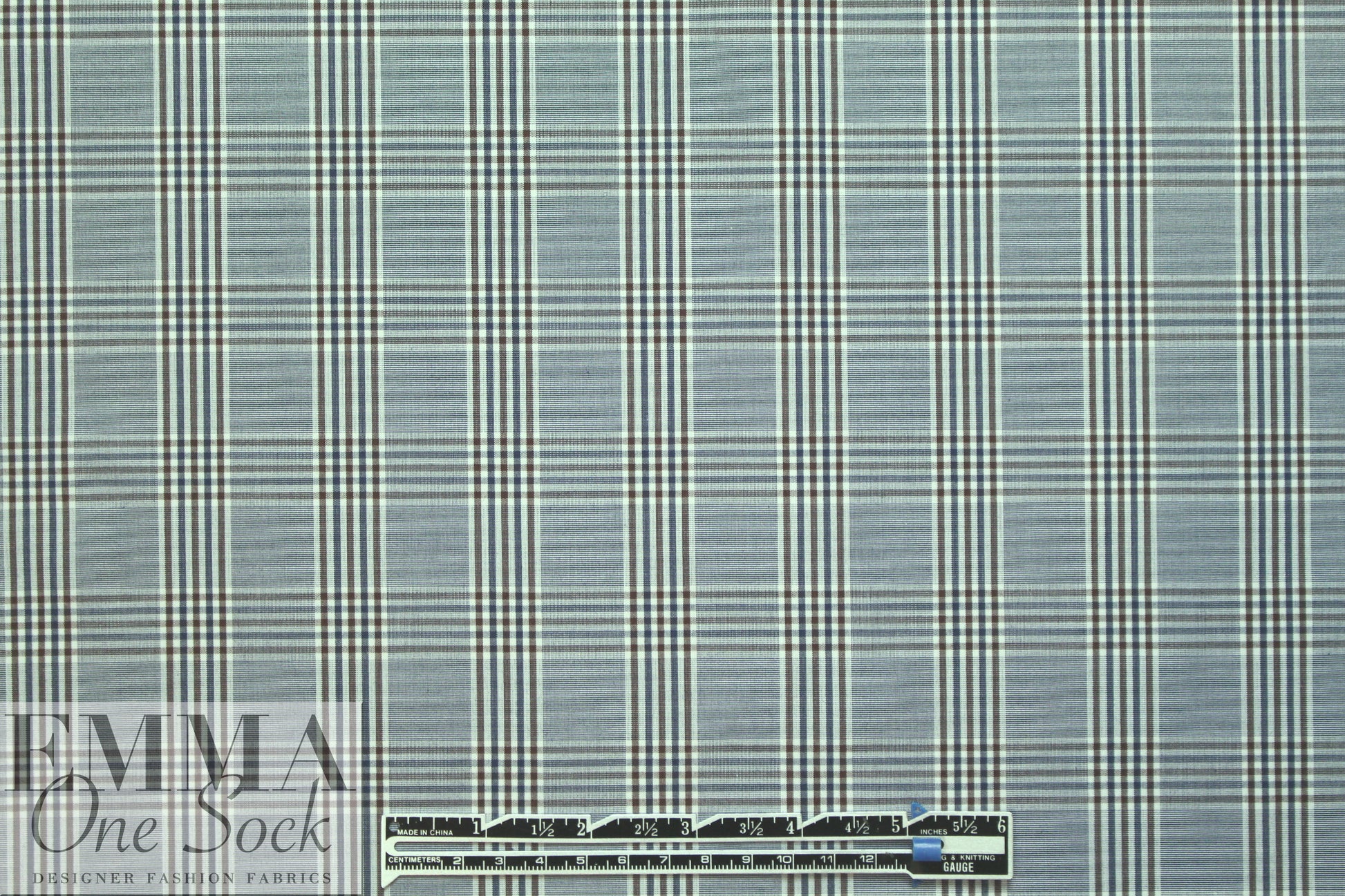 Br00ks Bros. yarn-dyed plaid cotton shirting - navy/choc 1.5 yds