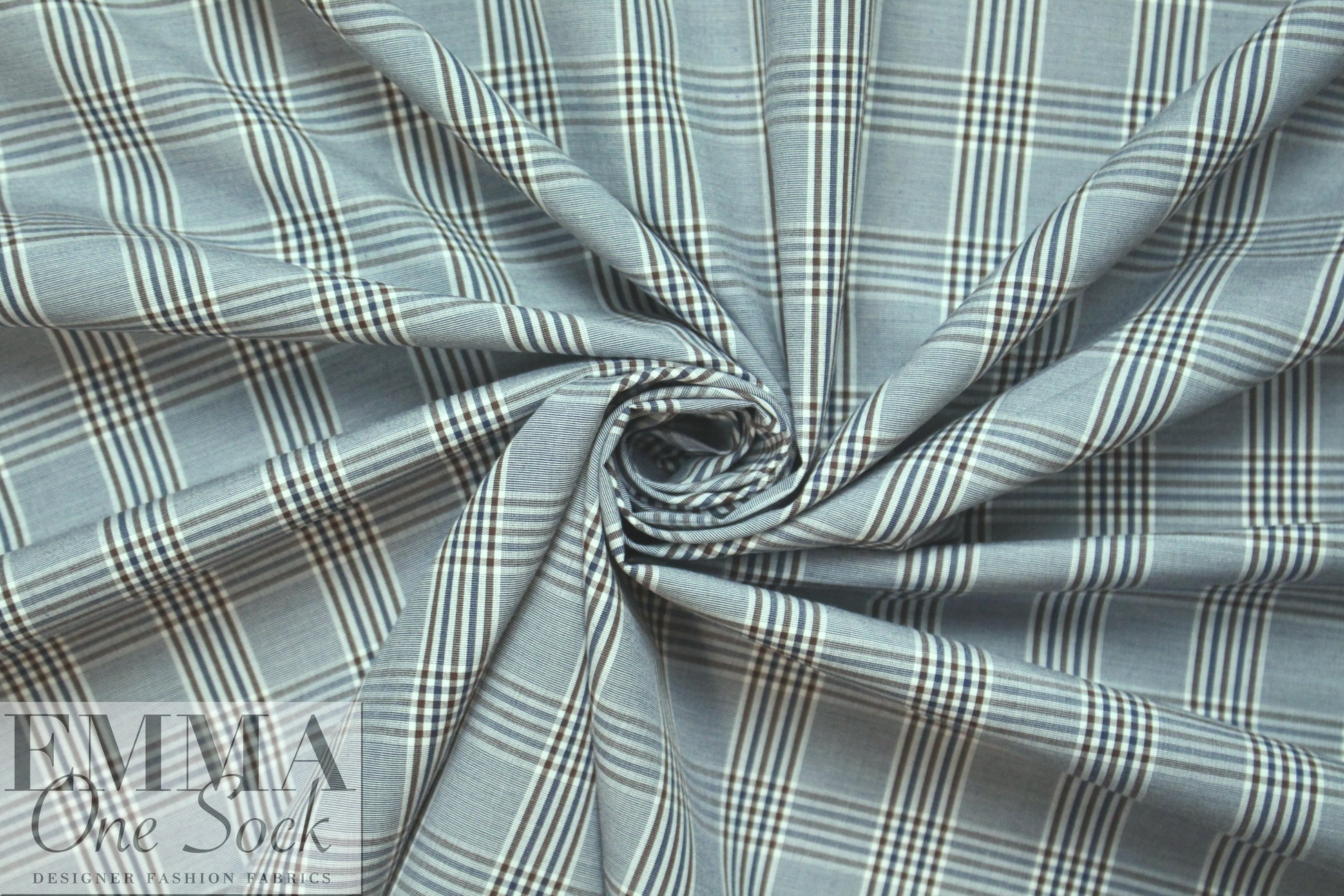 Br00ks Bros. yarn-dyed plaid cotton shirting - navy/choc .75 yds