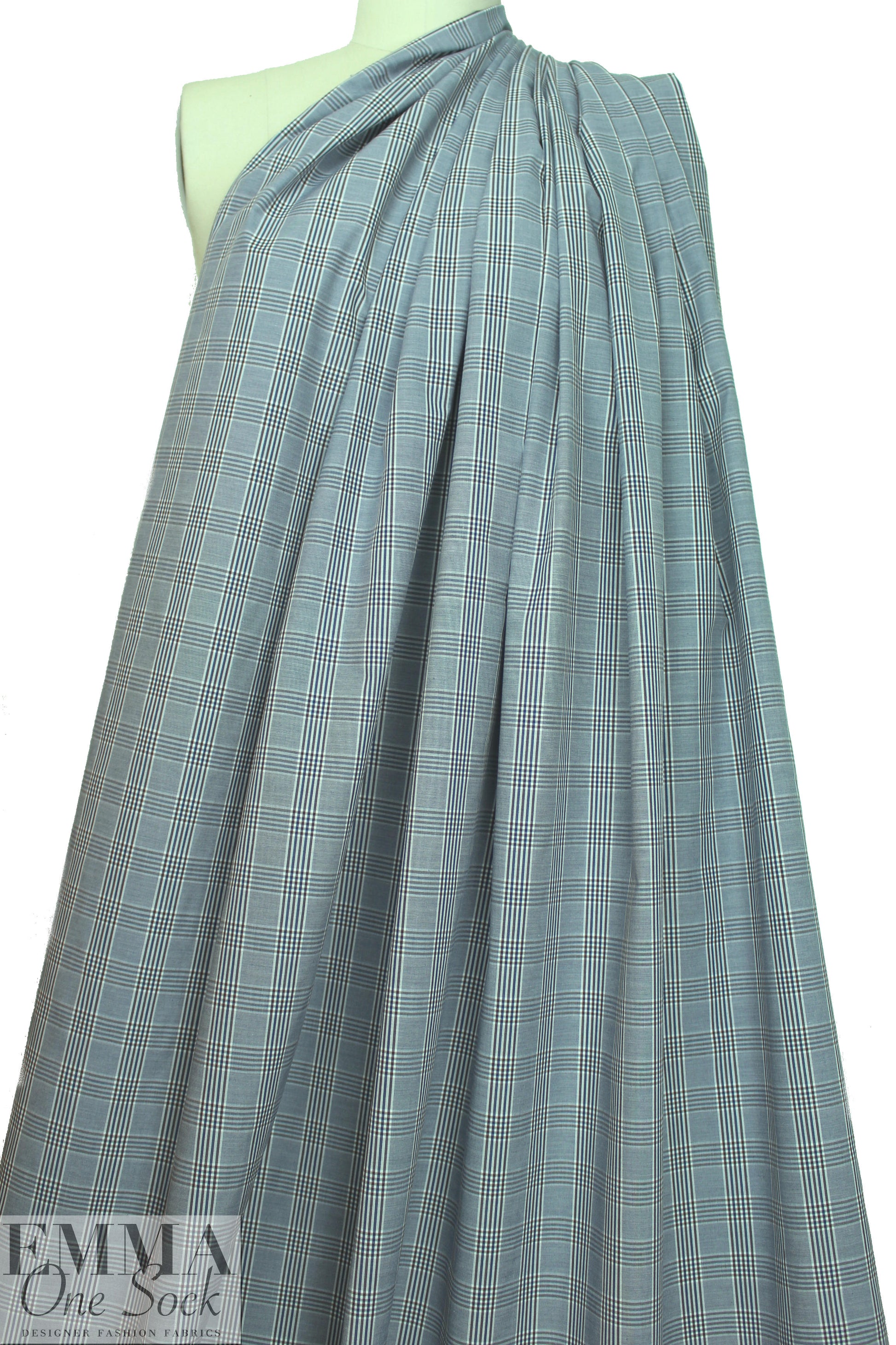 Br00ks Bros. yarn-dyed plaid cotton shirting - navy/choc