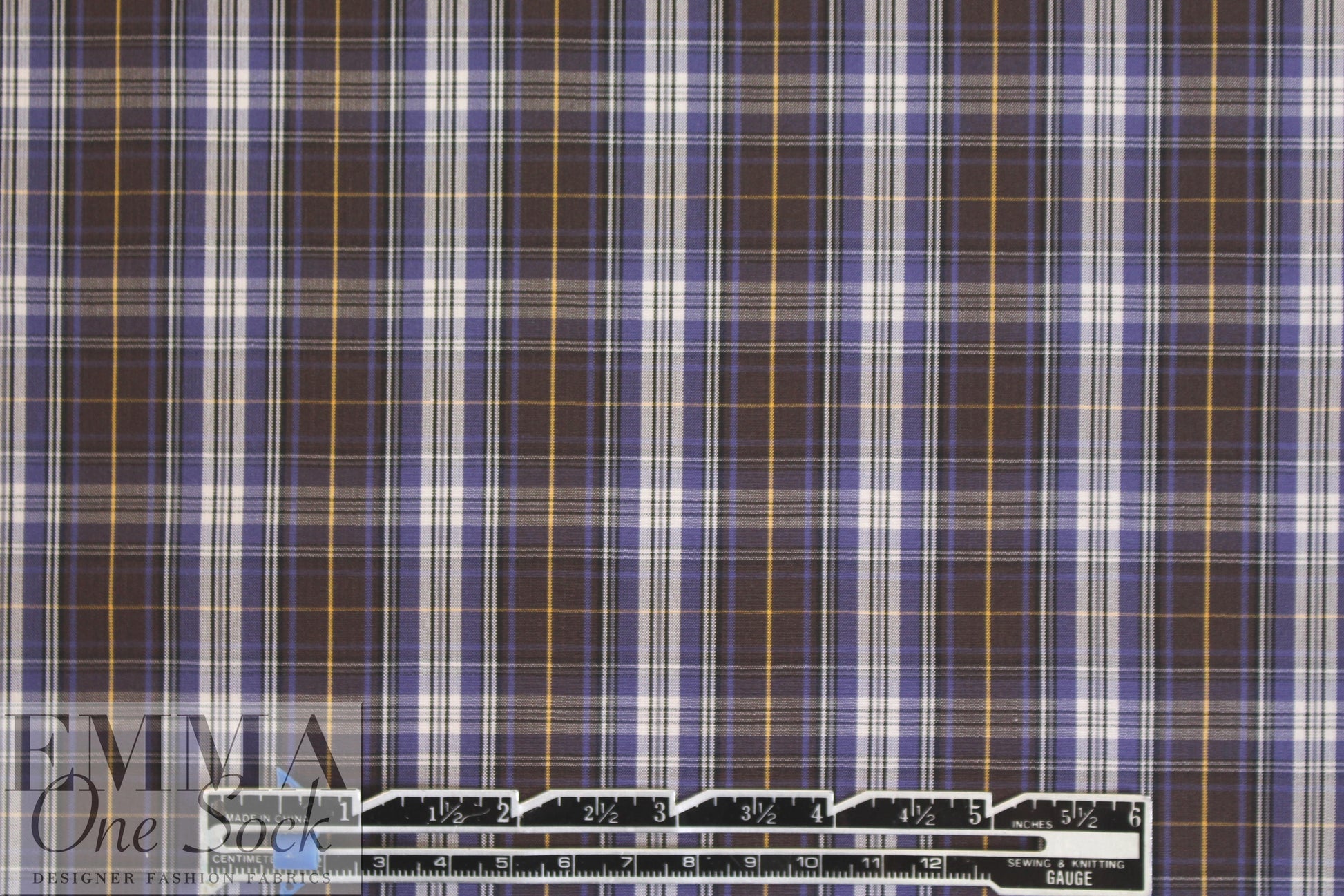 Br00ks Bros. choc/grape yarn-dyed plaid cotton shirting 1 yard