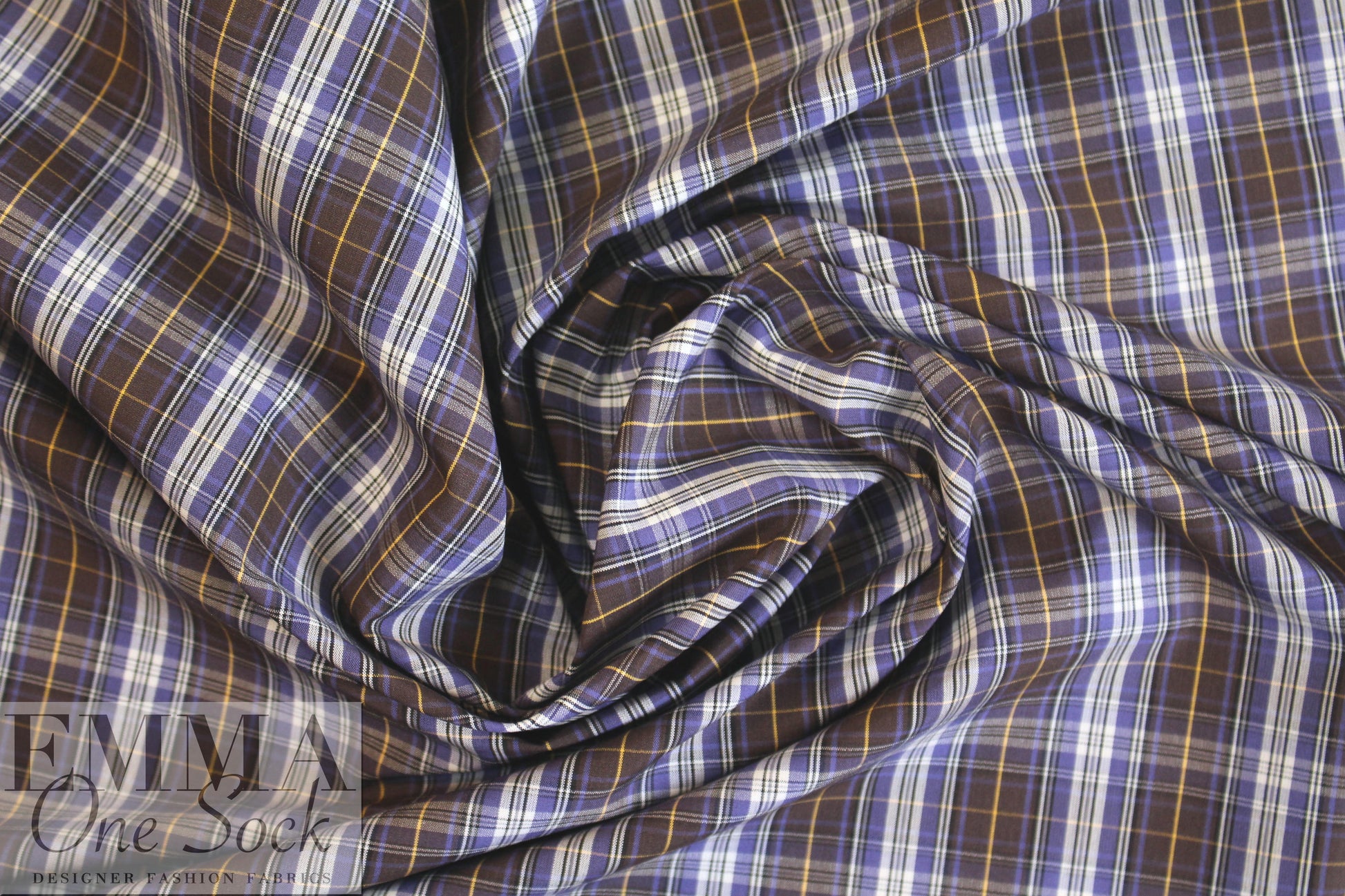 Br00ks Bros. choc/grape yarn-dyed plaid cotton shirting