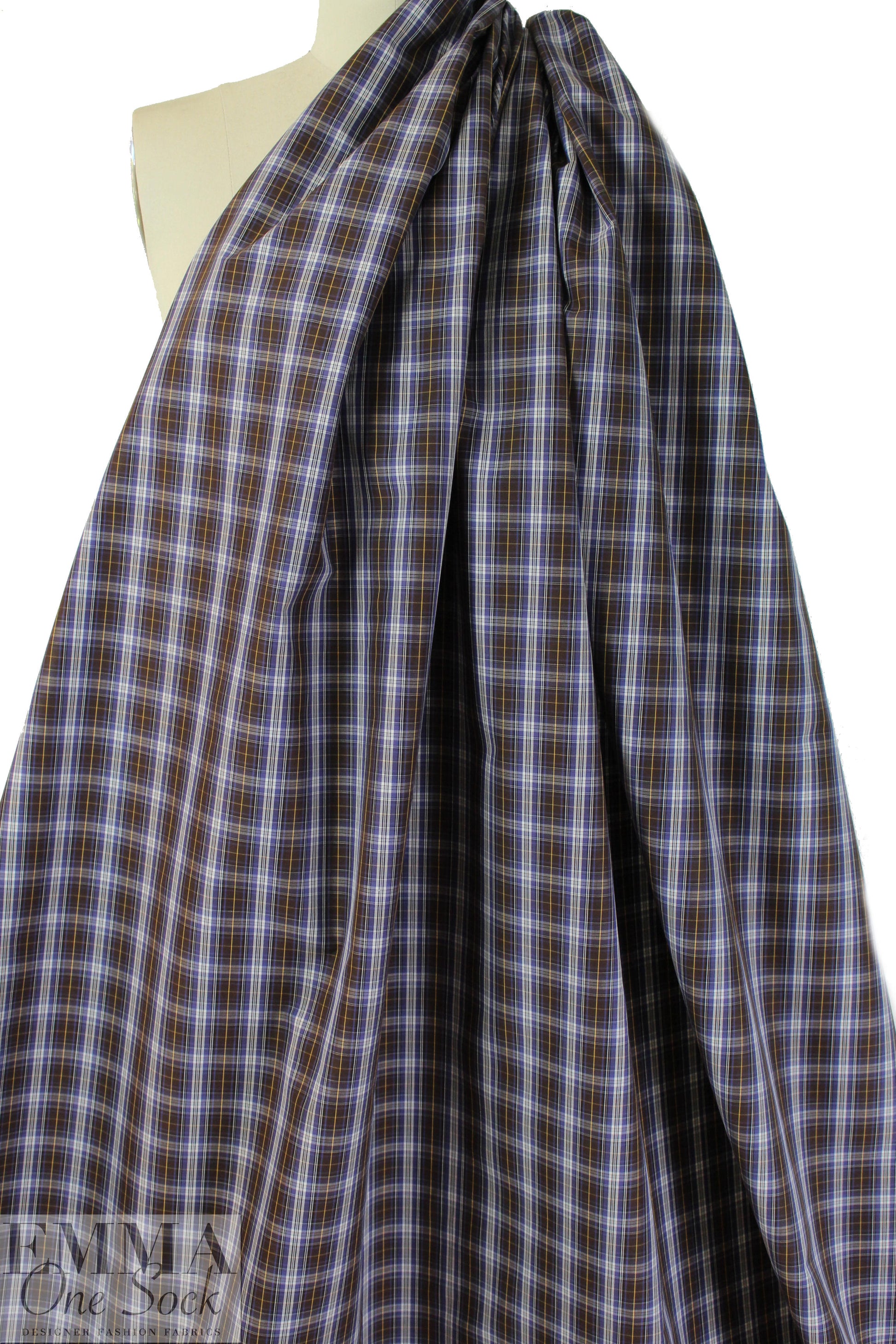 Br00ks Bros. choc/grape yarn-dyed plaid cotton shirting