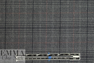 NY designer glen plaid suiting -  black/gray/persian red
