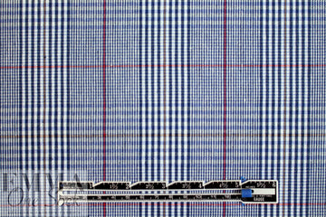 NY designer navy/brick yarn-dyed cotton stretch plaid 1.25 yds