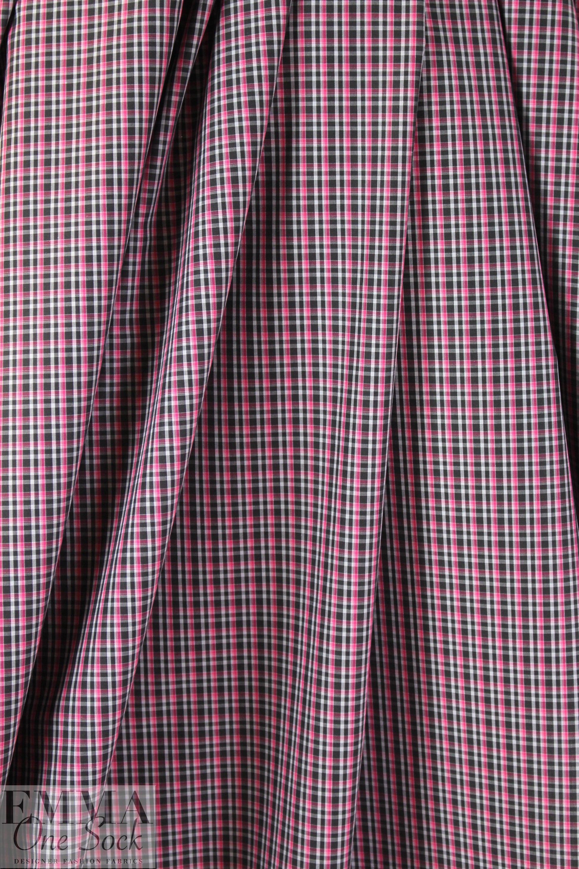 Br00ks Bros. strawberry/black yarn-dyed plaid cotton shirting
