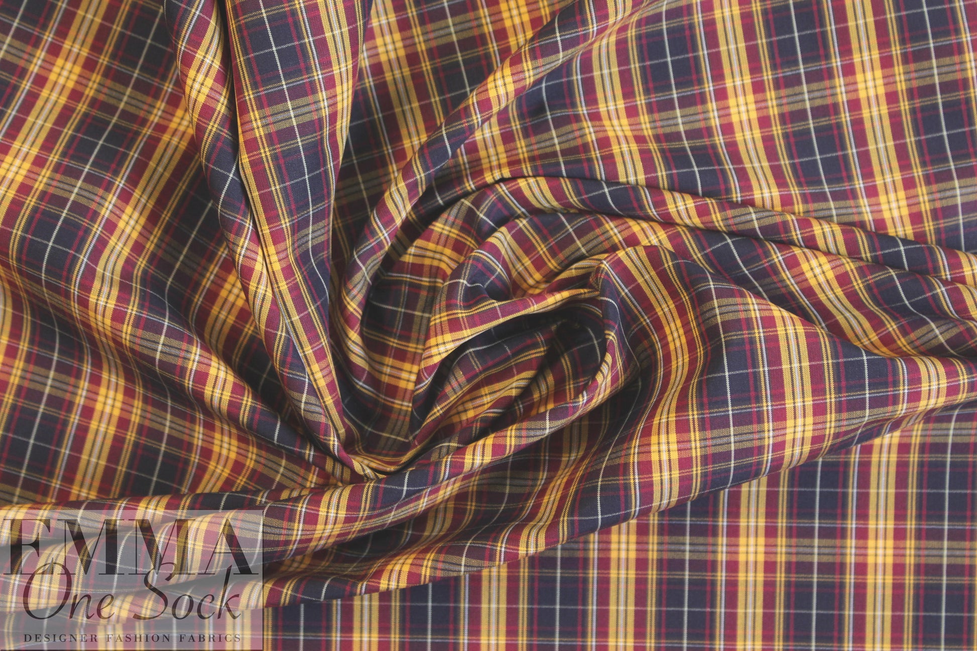 Br00ks Bros. claret/sunshine yarn-dyed plaid cotton shirting