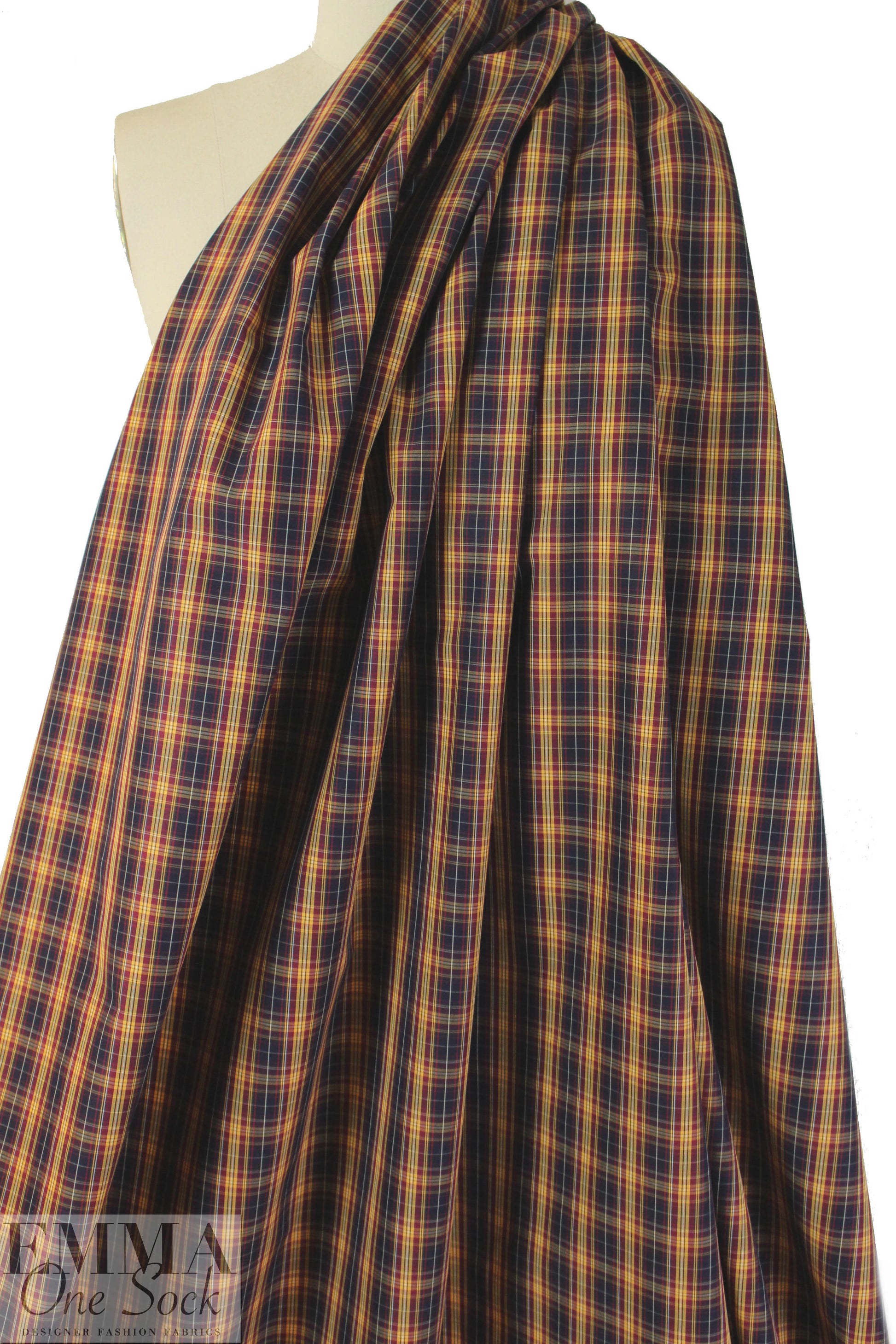 Br00ks Bros. claret/sunshine yarn-dyed plaid cotton shirting