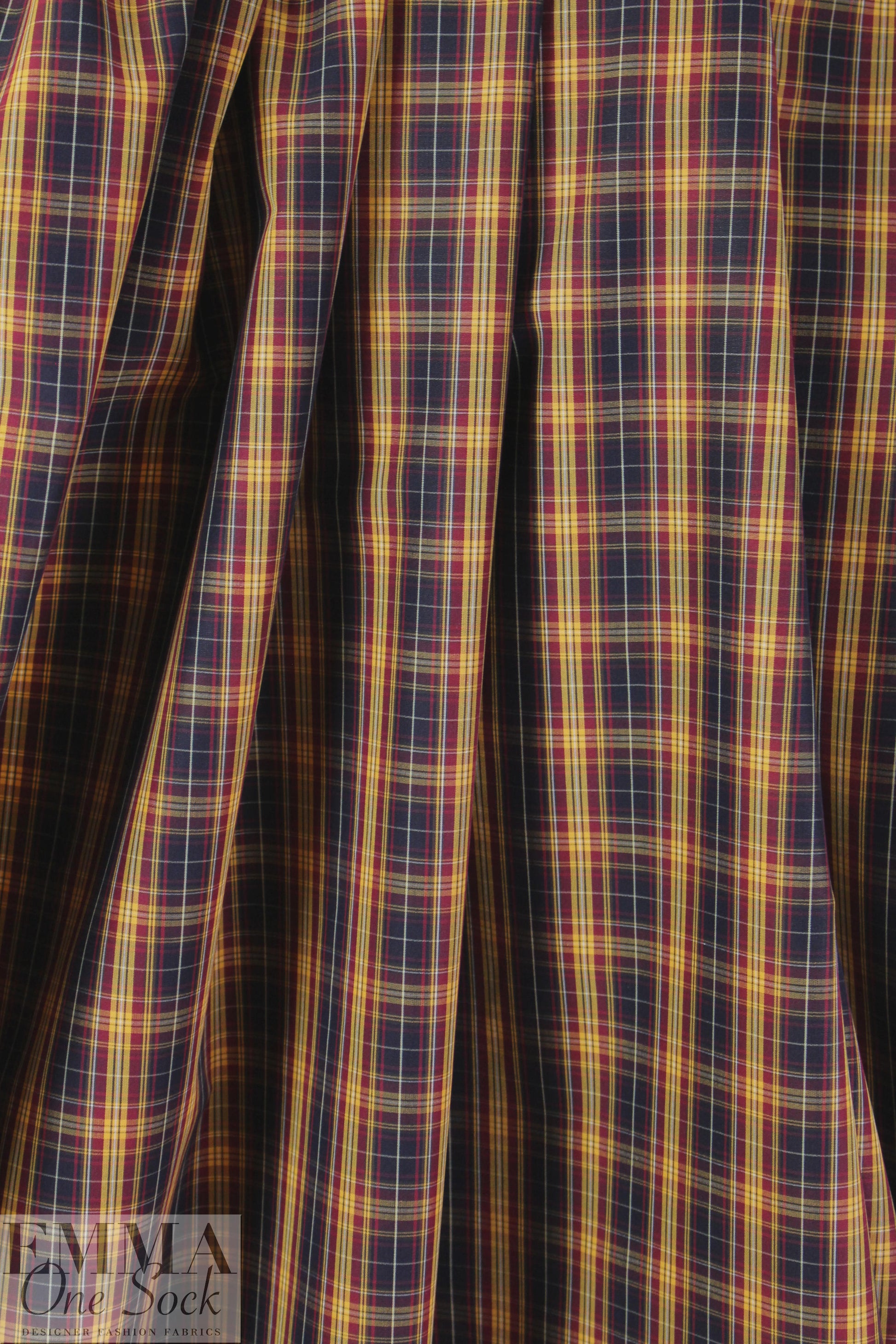 Br00ks Bros. claret/sunshine yarn-dyed plaid cotton shirting