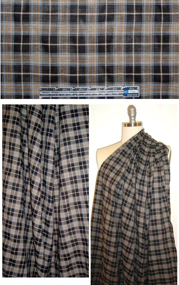 French yarn dyed plaid cotton woven - bronze/black 1.75 yd