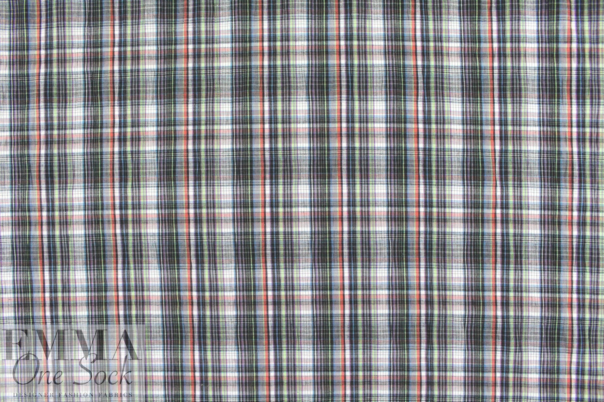 French yarn-dyed plaid cotton stretch woven .66 yds