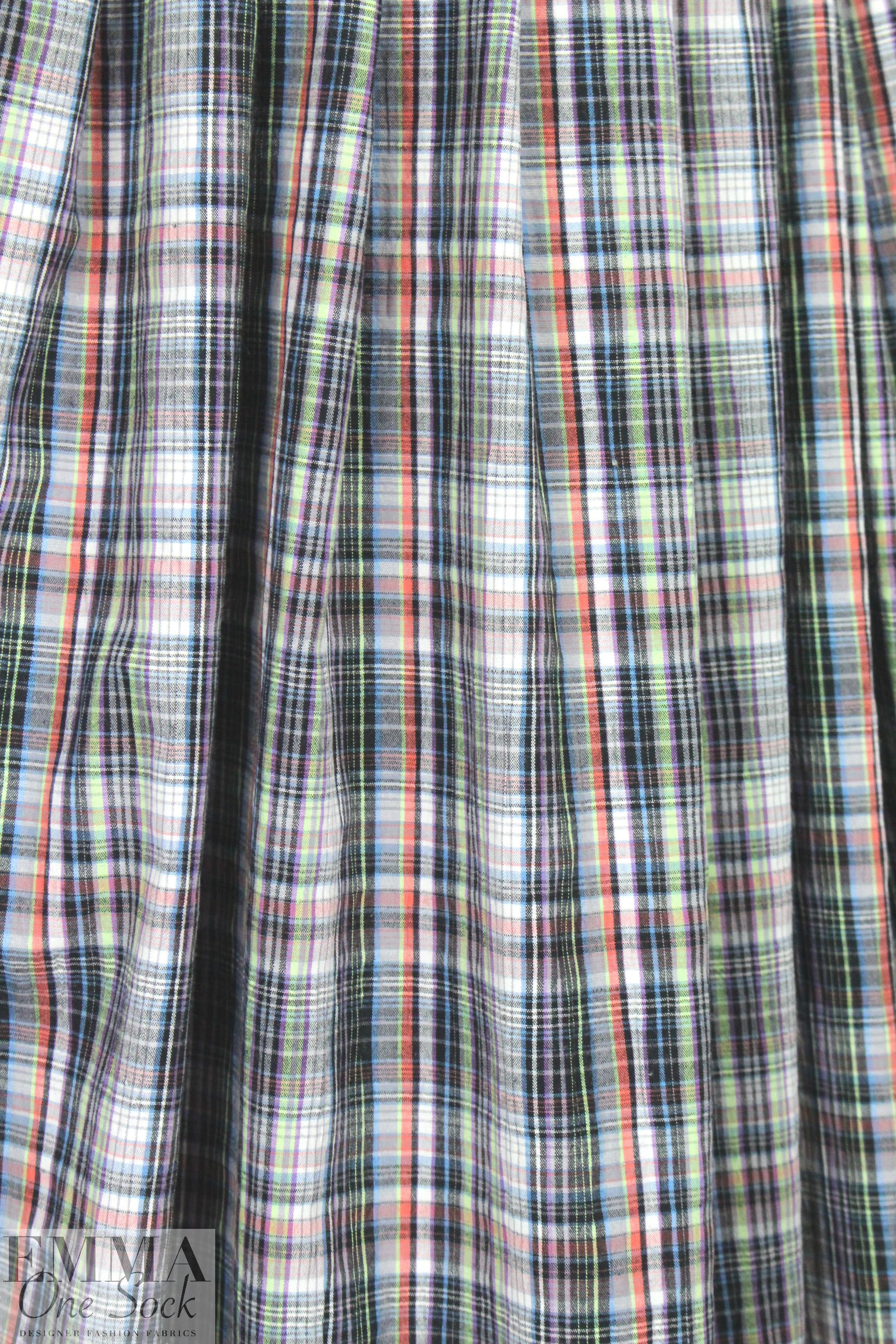 French yarn-dyed plaid cotton stretch woven .66 yds
