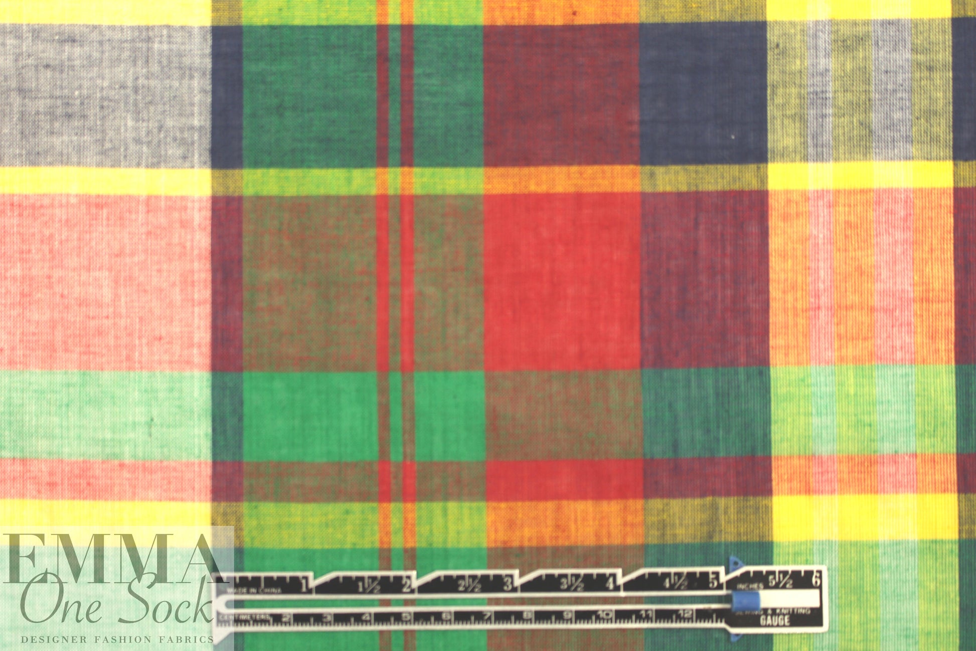 NY designer yarn-dyed plaid cotton - green/red