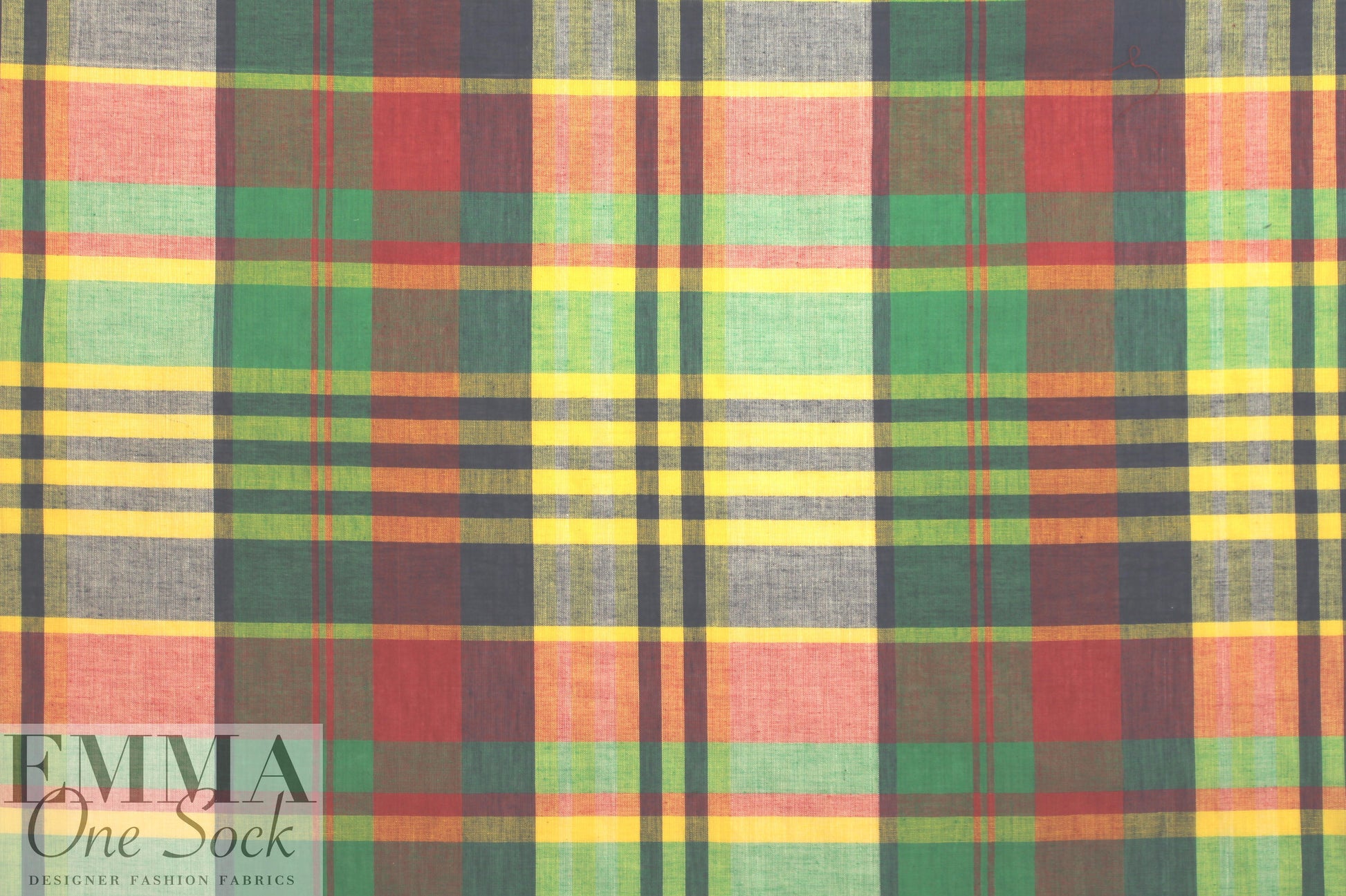 NY designer yarn-dyed plaid cotton - green/red .875 yds
