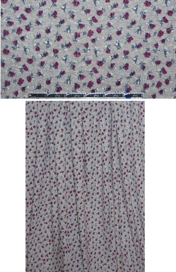 Italian fuschia/gray floral pointelle COTTON knit 1.25 yds