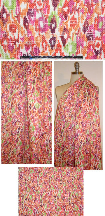 French stylized ikat cotton blend basketweave 2.125 yds