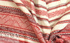 NY designer red/natural jacquard weave cotton blend woven