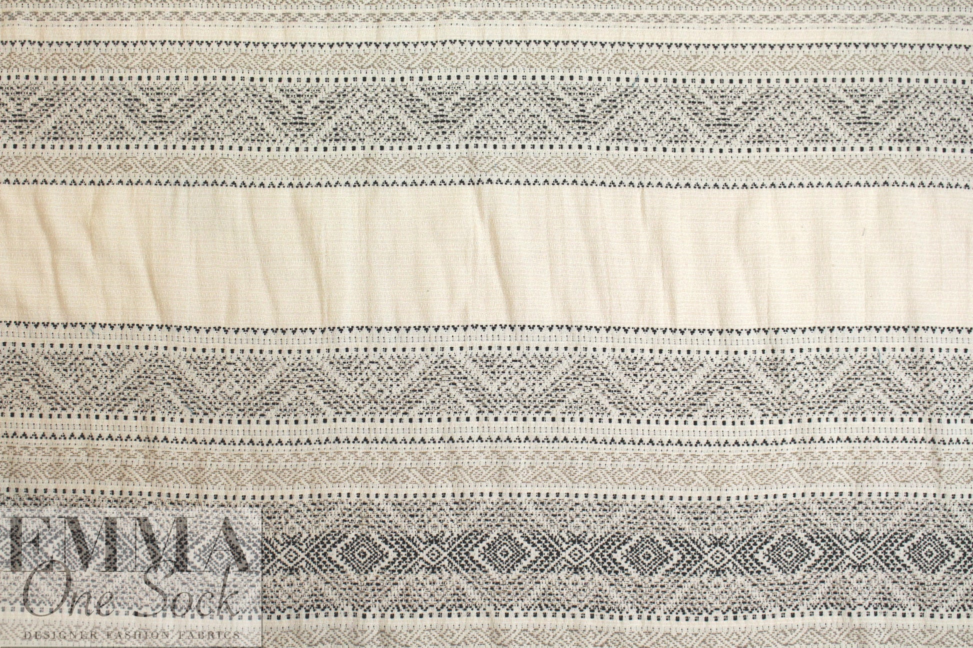 NY designer black/natural jacquard weave cotton blend woven