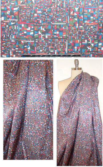 0pening Ceremony blue/red graphic 'sheeny' twill