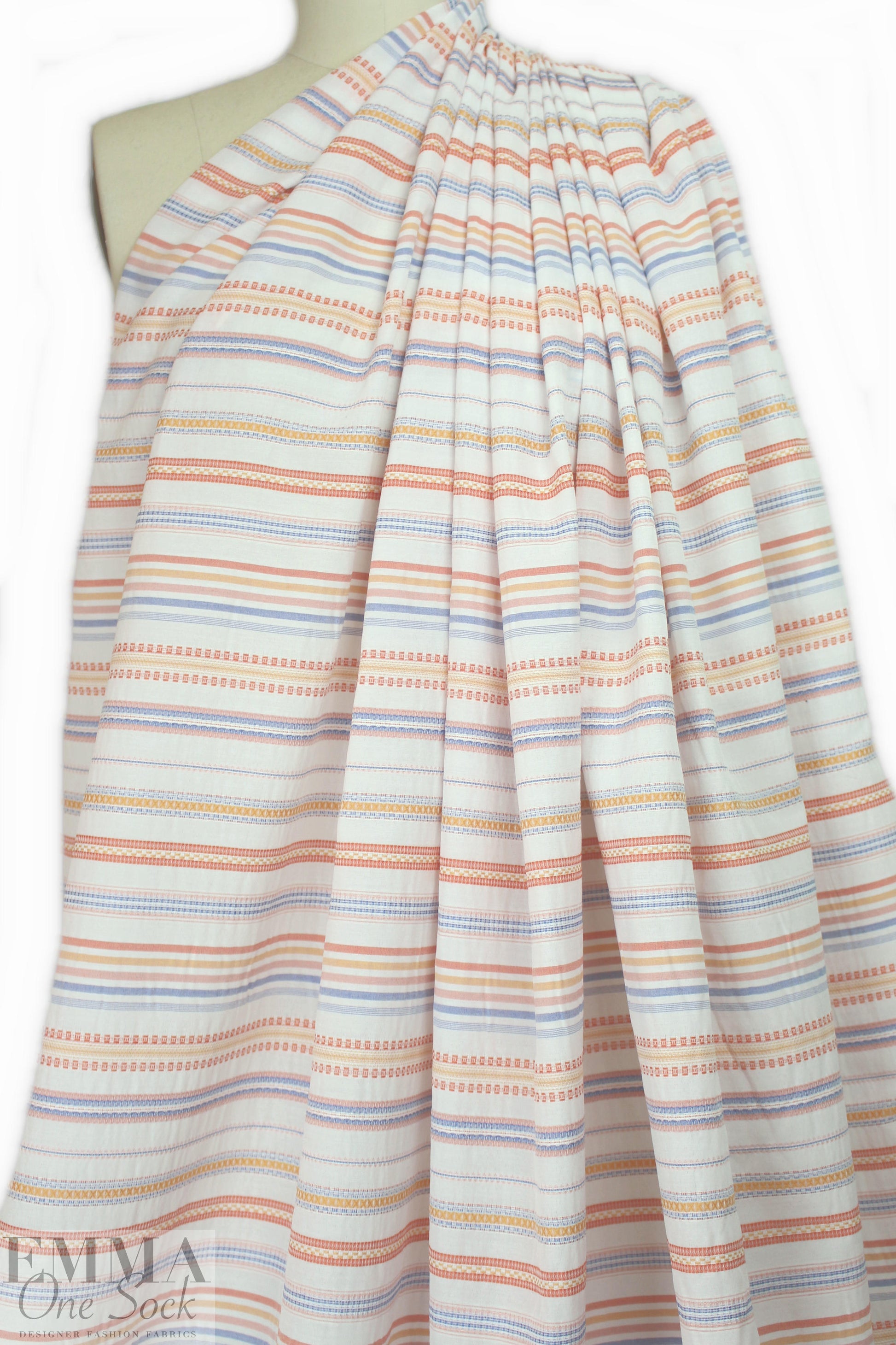 NY designer cotton blend yarn-dye striped woven 1.625 yd