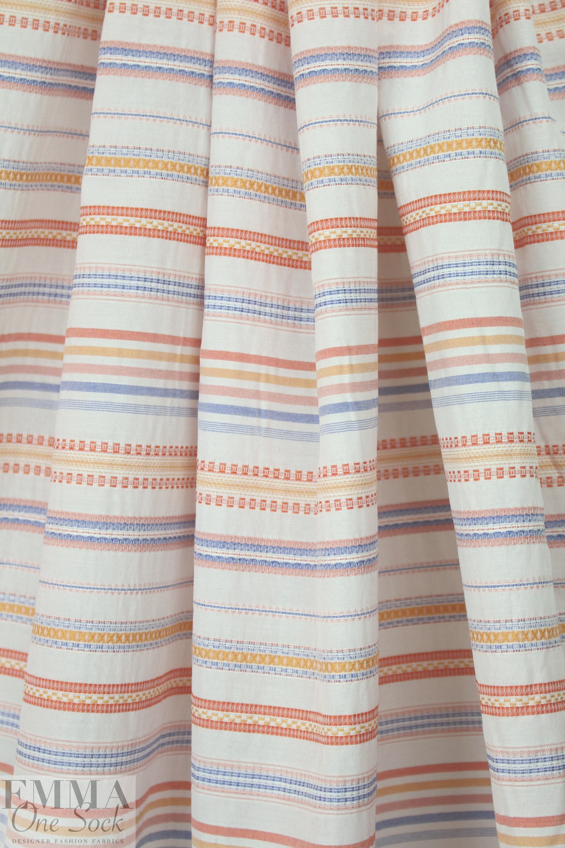 NY designer cotton blend yarn-dye striped woven 1.625 yd