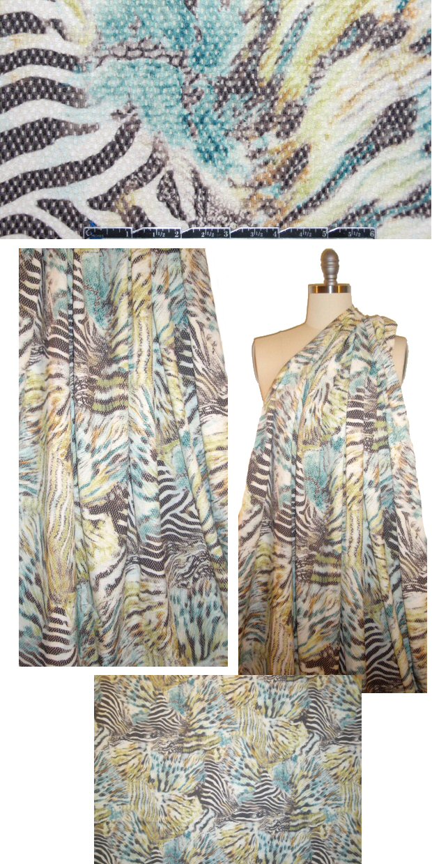 NY designer animal montage textured stretch woven 1.75 yd