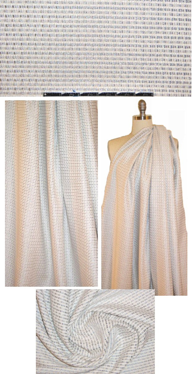 Italian cream/silver basketweave cotton suiting 1.75 yd
