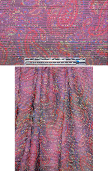Italian cotton blend paisley overprinted damask