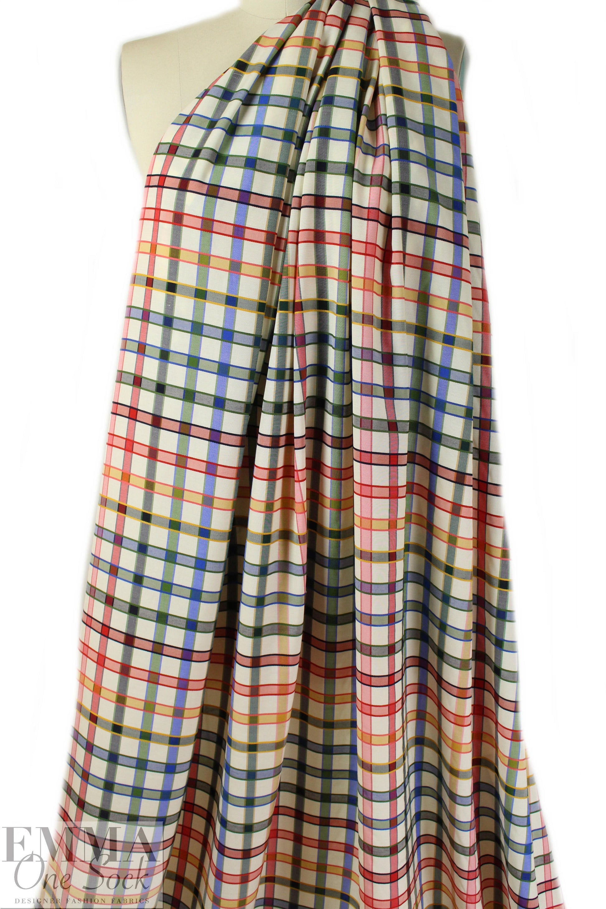 NY designer viscose/poly jacquard plaid shirting
