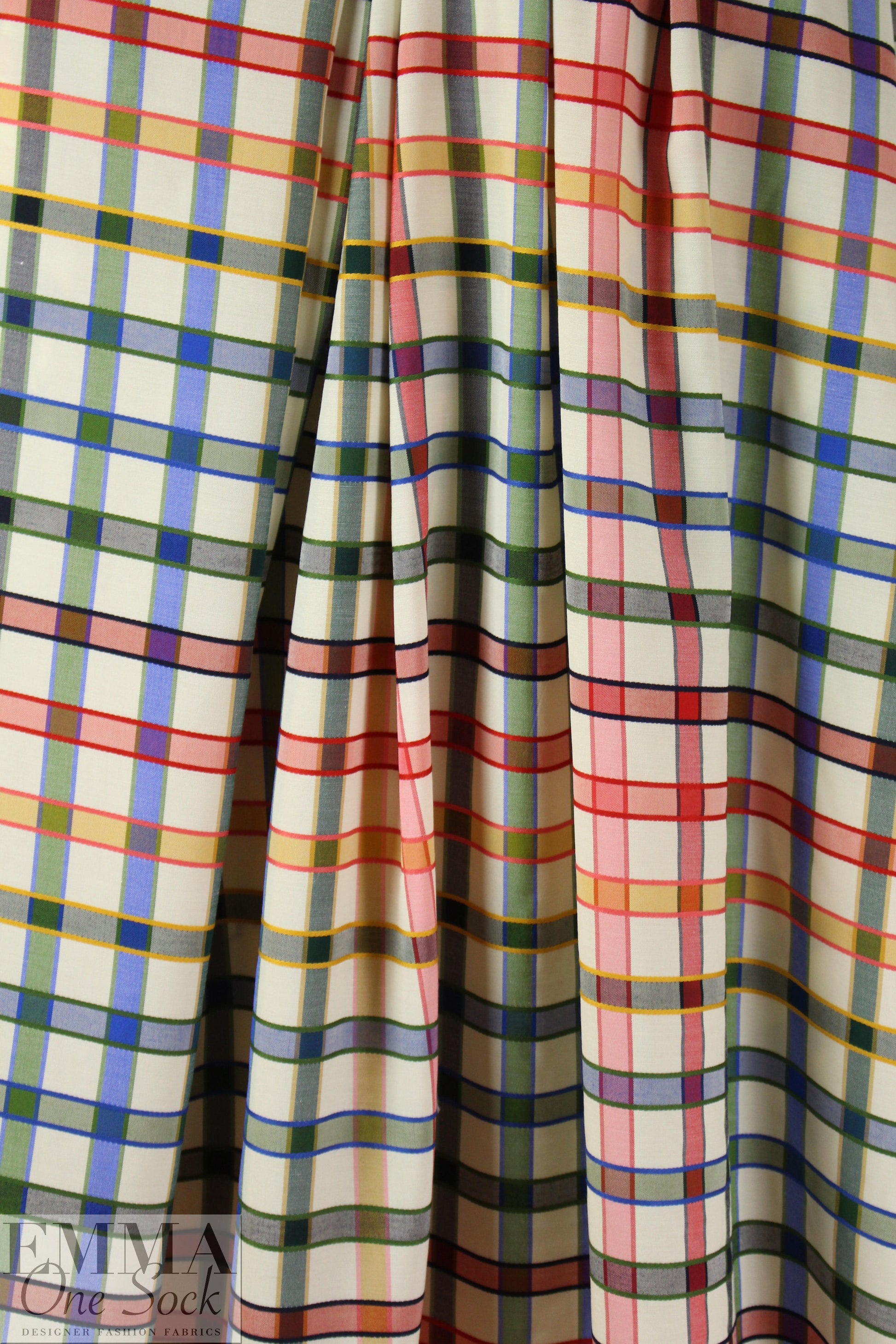 NY designer viscose/poly jacquard plaid shirting