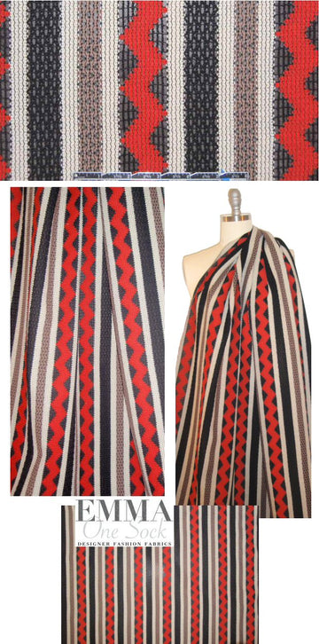 NY designer cherry/black/sand novelty weave suiting