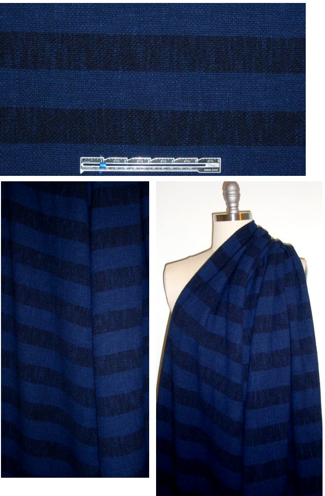 Japanese popcorn stitch striped sweater knit - navy/black