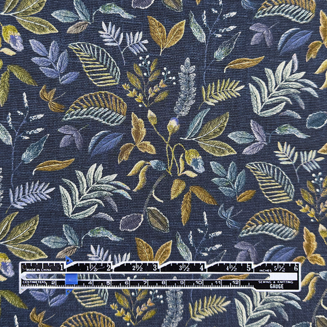 Italian 'botanical embroidery' Liberty-esque cotton lawn 1.4 yds