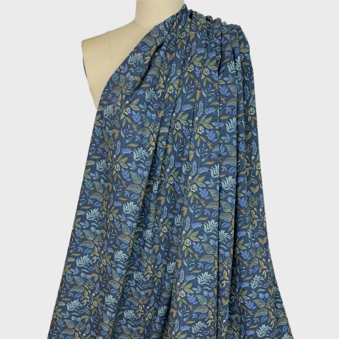 Italian 'botanical embroidery' Liberty-esque cotton lawn 1.5 yds