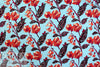 NY designer aqua/magenta garden cotton poplin