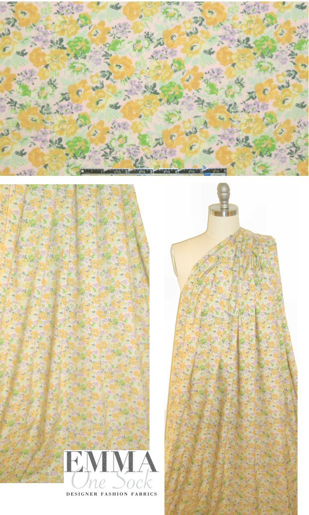 Italian lemon/lime Liberty-esque floral cotton lawn