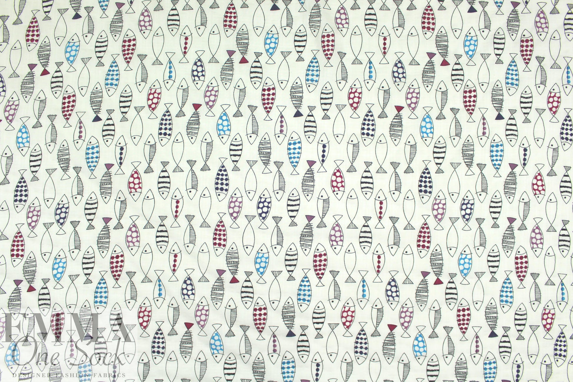'go fish' cotton/rayon lightweight woven - white