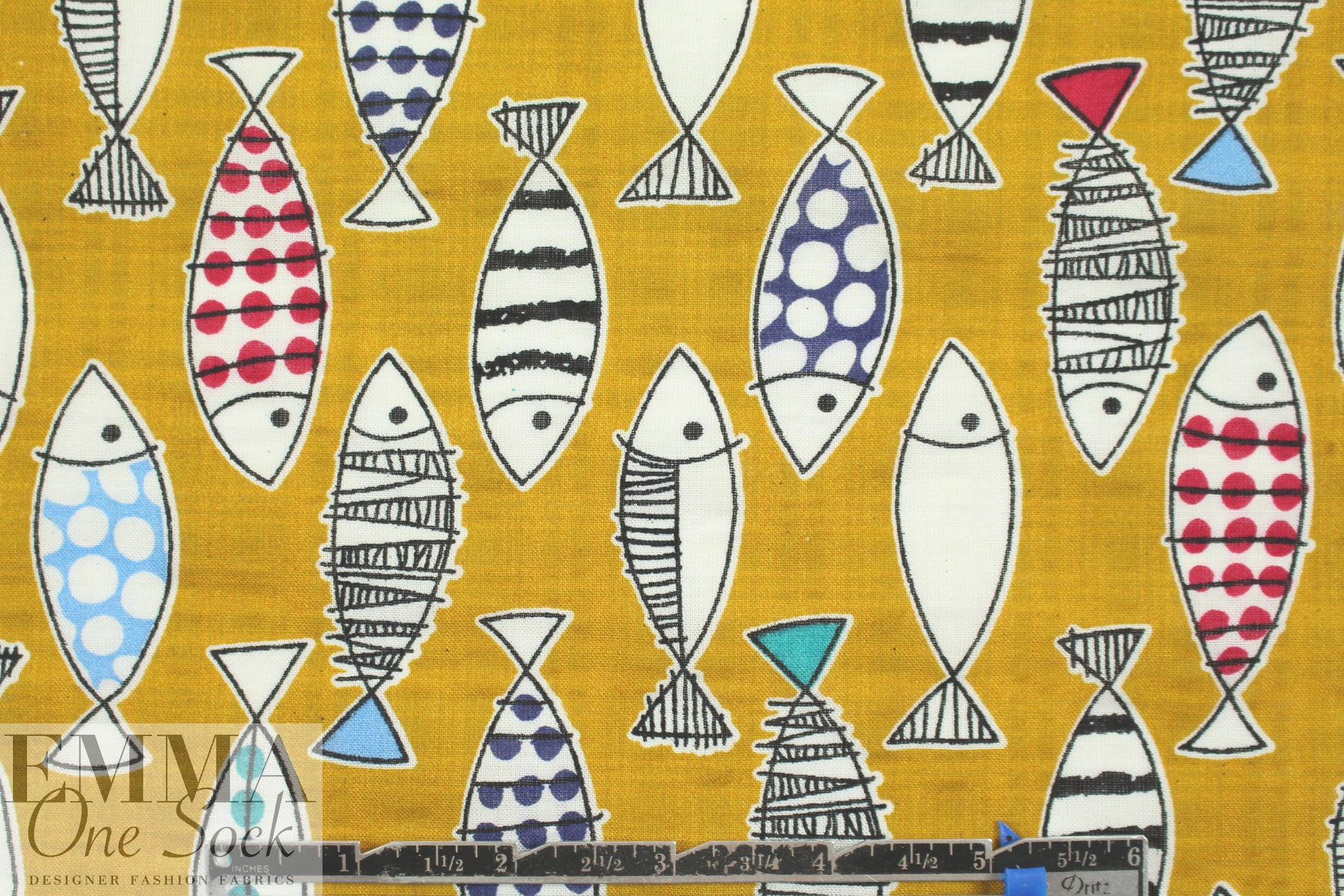 'go fish' cotton/rayon lightweight woven - mustard 1 yard