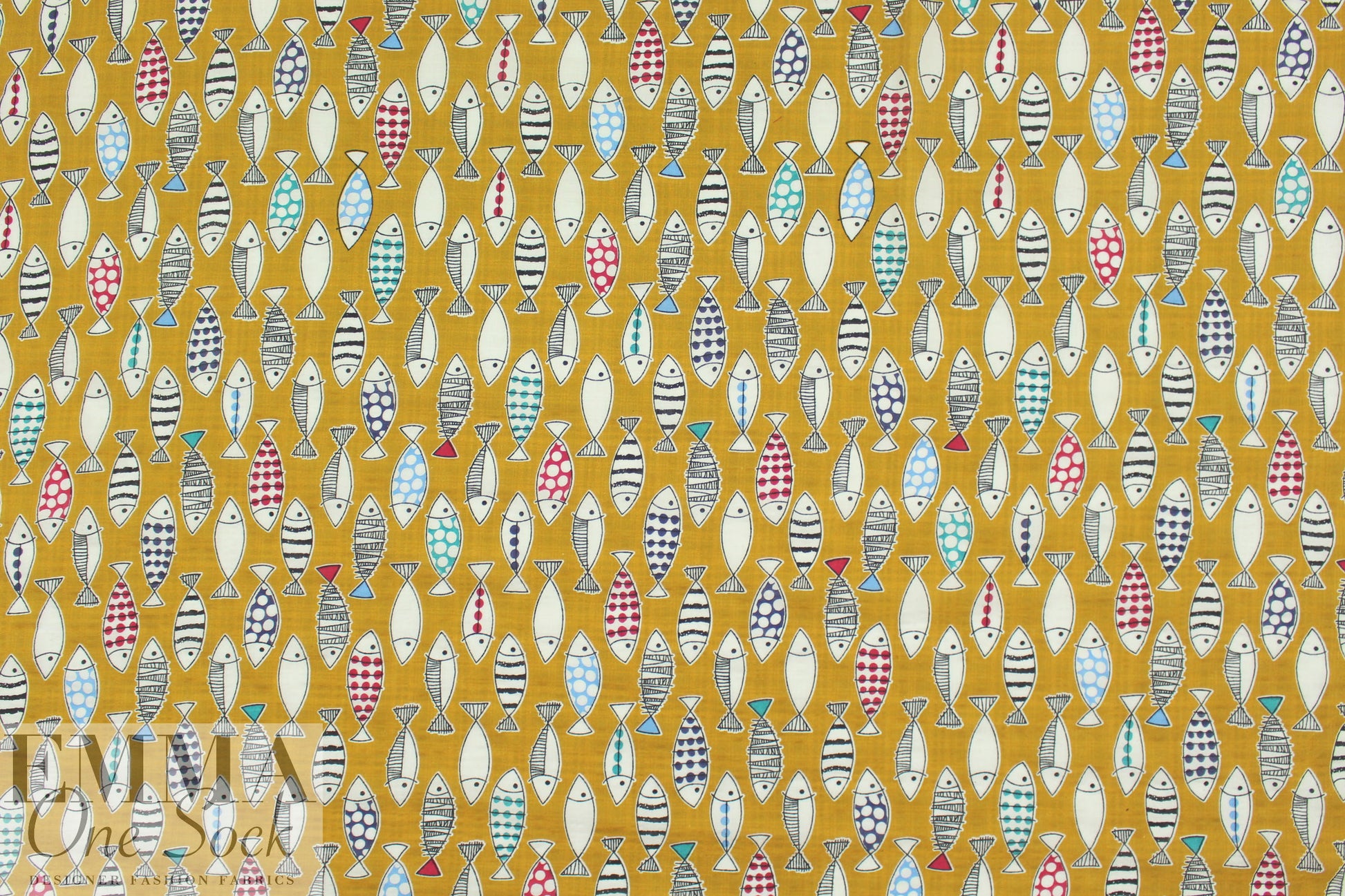 'go fish' cotton/rayon lightweight woven - mustard 1 yard