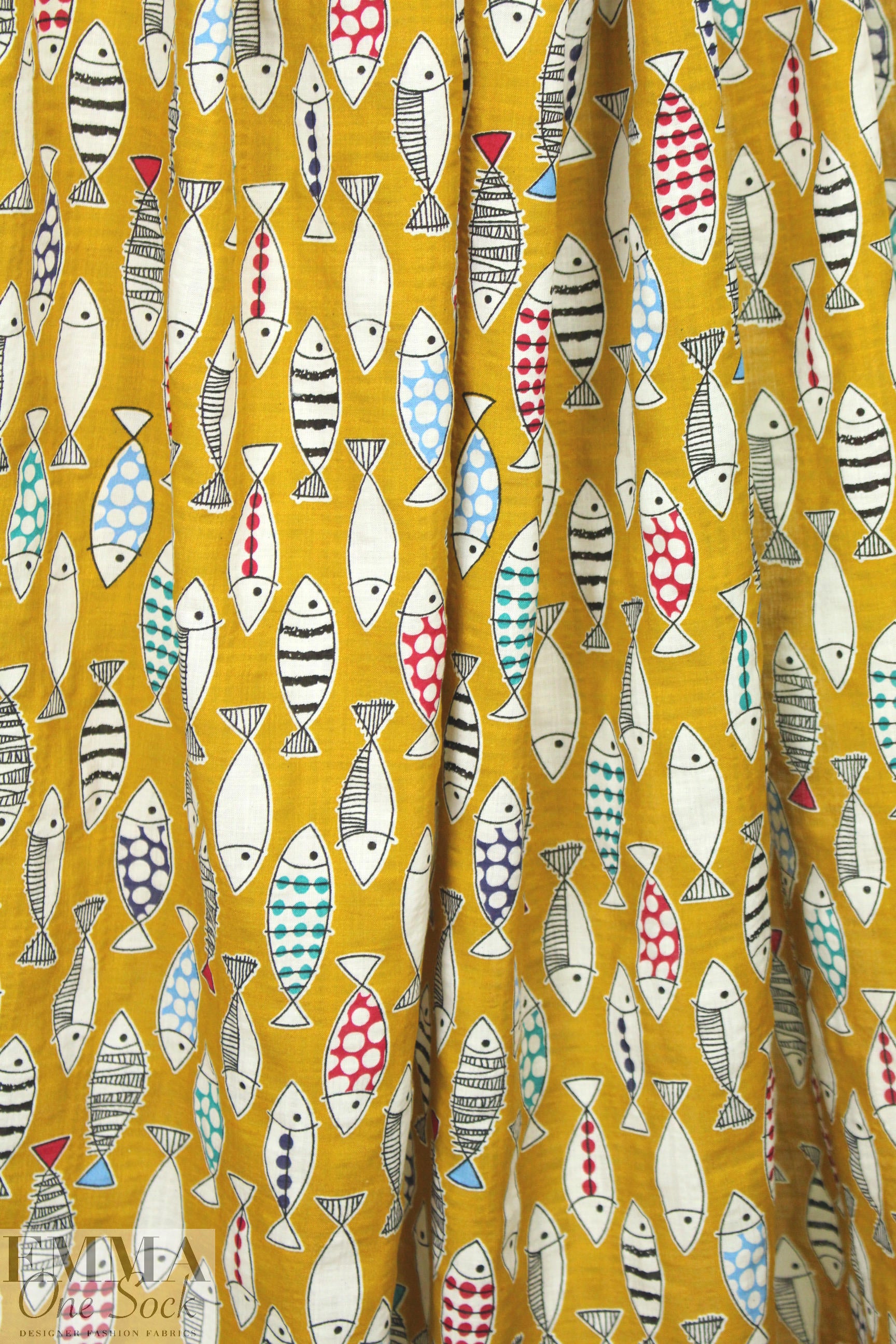'go fish' cotton/rayon lightweight woven - mustard