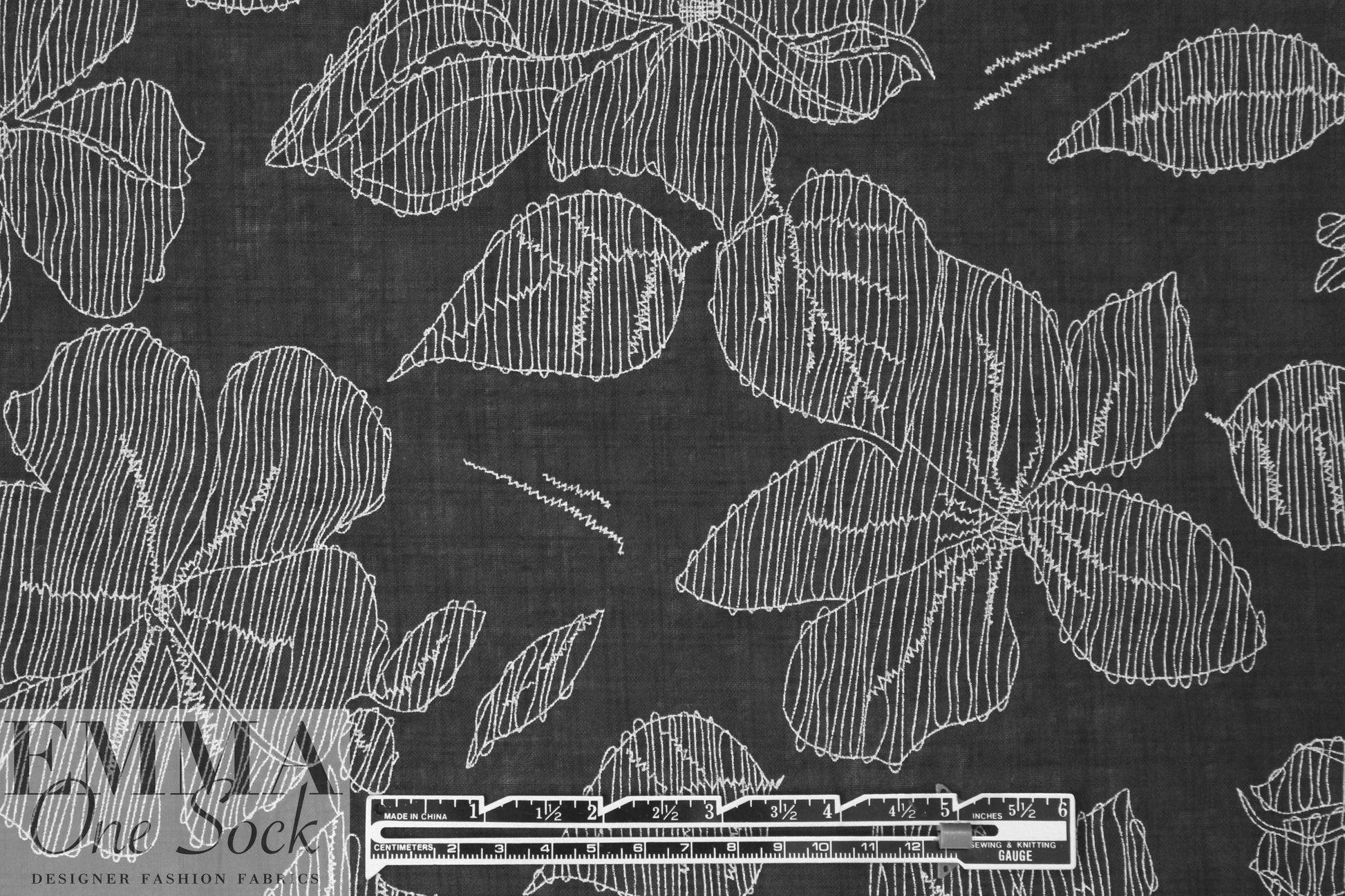 embroidery look cotton/rayon voile woven - flowers 1.75 yd