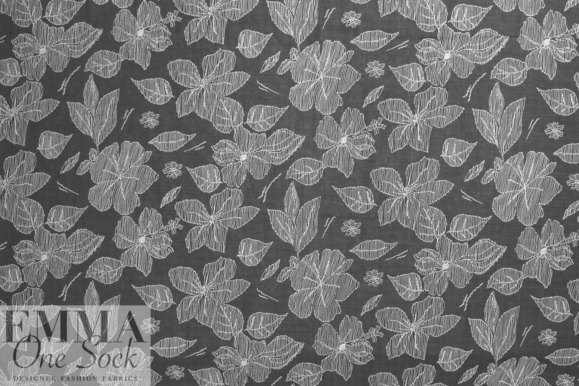 embroidery look cotton/rayon voile woven - flowers